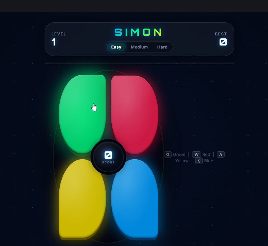 Simon Game project screenshot